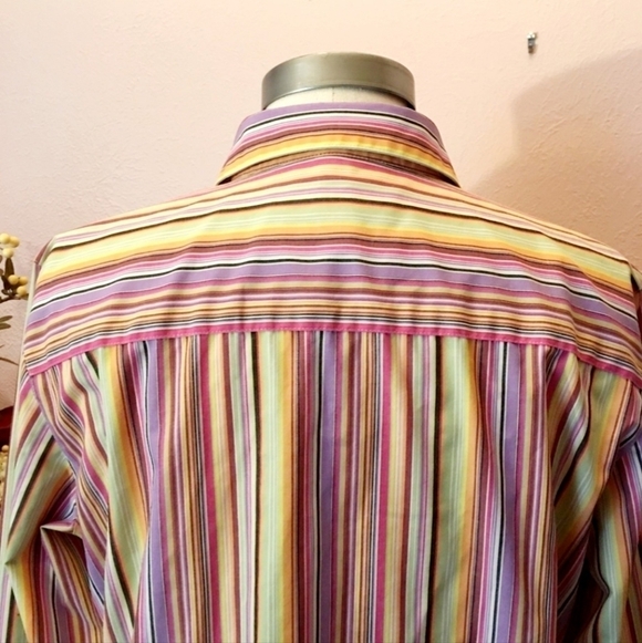 Foxcroft Multicolored Striped Button Down Collared Shirt Women's Plus Size 16 - Picture 6 of 12